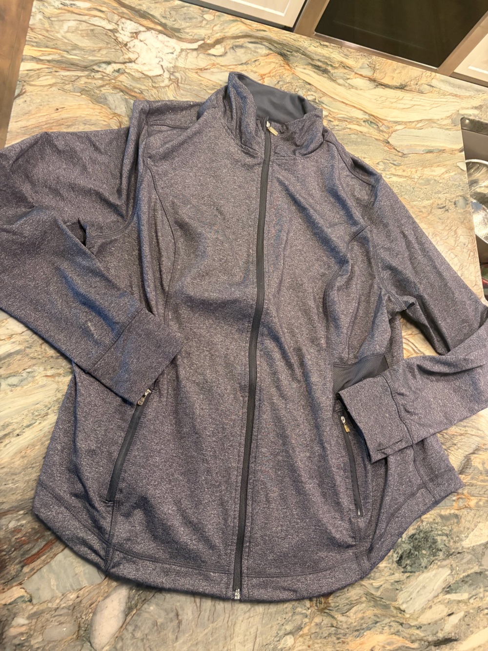 Old Navy Heathered Navy Full-Zip Women's Jacket